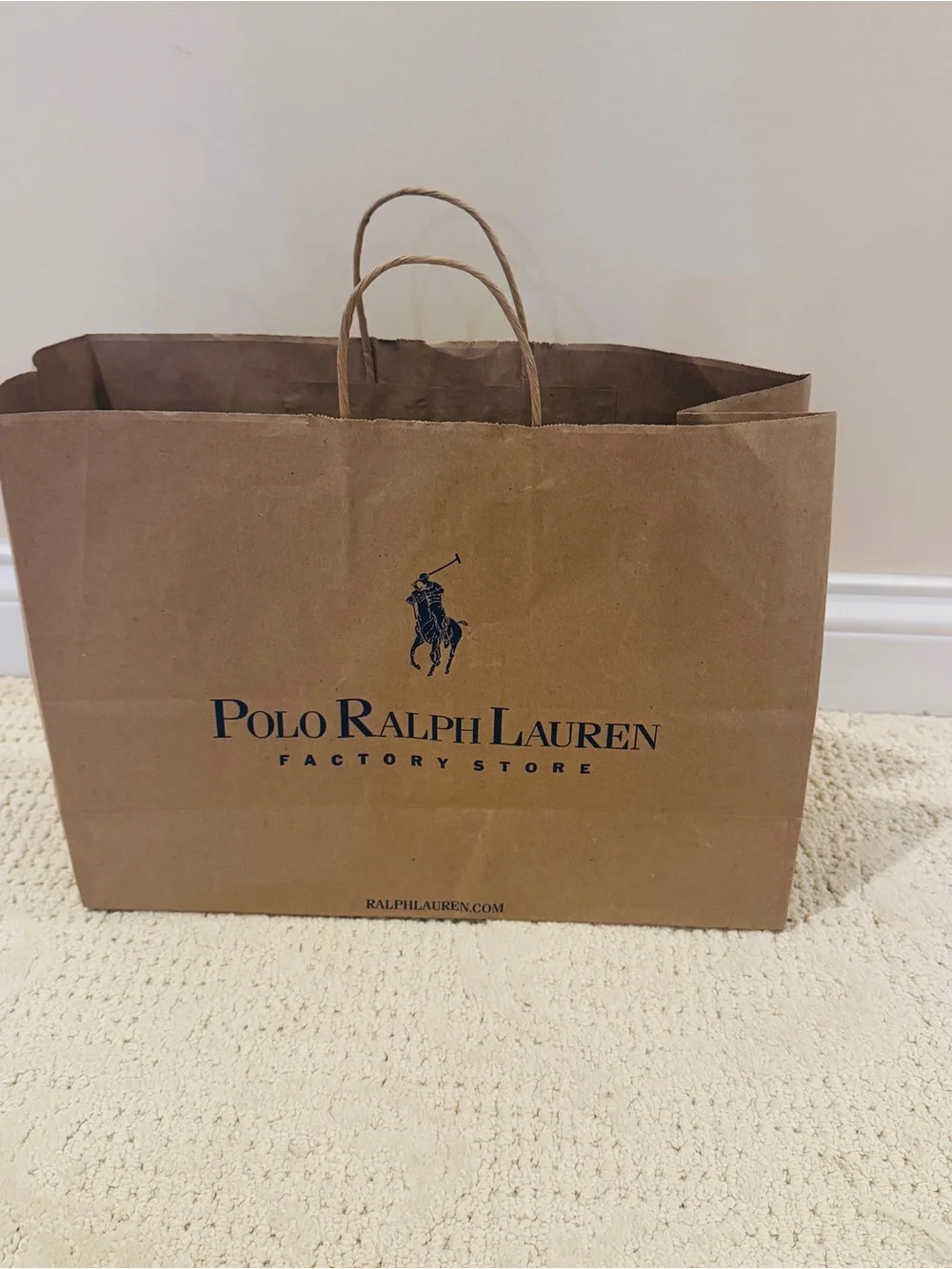 Polo Ralph Lauren Logo Brown Solid Paper Gift Shopping Bag Large 16x12x6 Empty